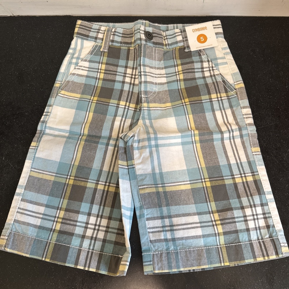 Gymboree‎ Boys 5 Shorts Madras Plaid Adjustable Waist NEW